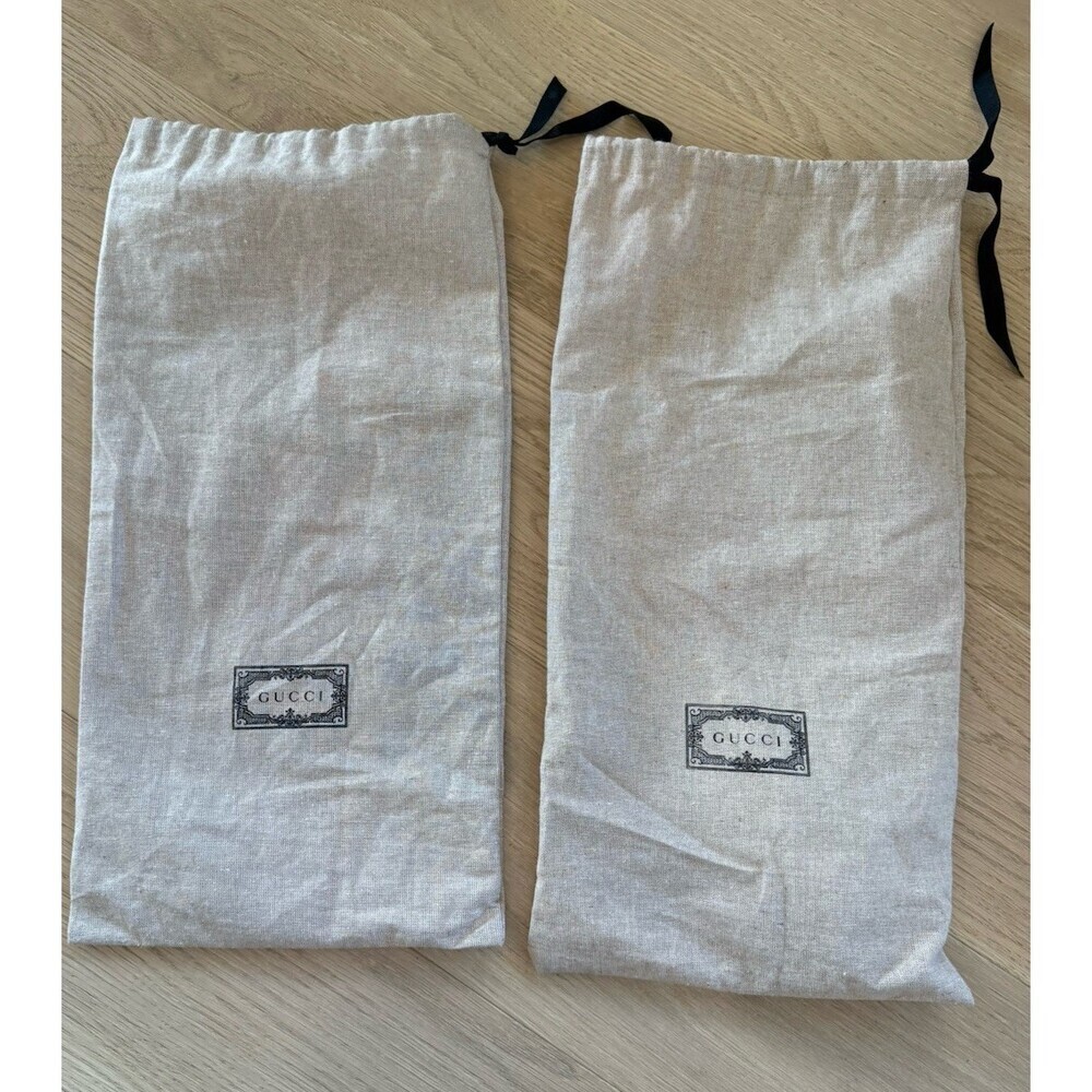 GUCCI LINEN Beige Cream Light Tan DUSTBAG BAG  11" x 14.5" 2 shoebags Set